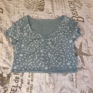 SHEIN ~ Medium ~ Green and white ~ Cropped shirt ~